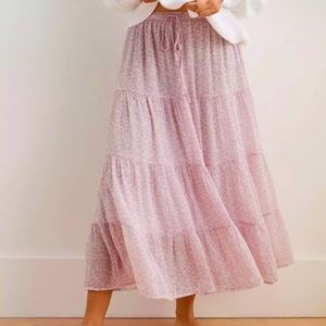 Aerie Chiffon MIDI Skirt in Lilac Pink